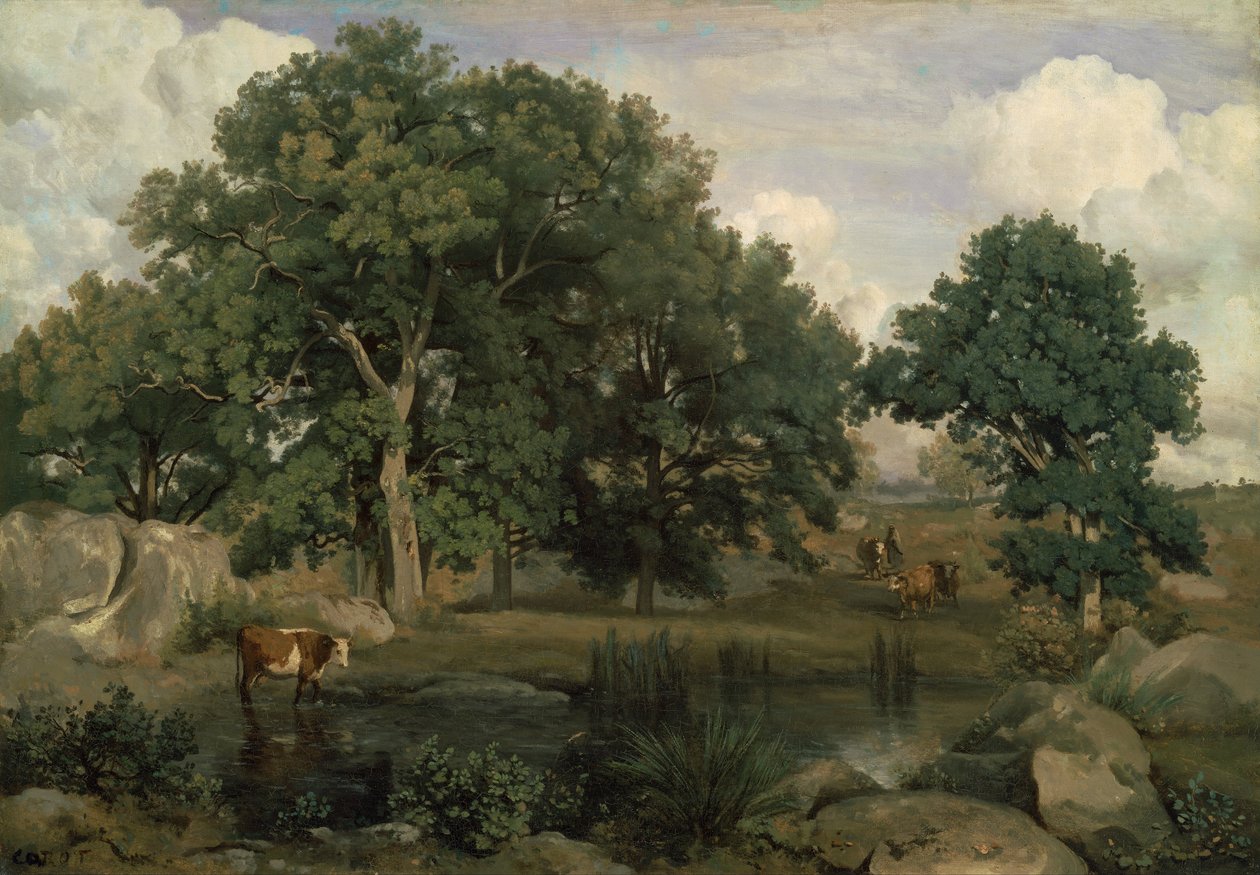 Francouzsky: Forêt de Fontainebleau Les Fontainebleau od Jean Baptiste Camille Corot
