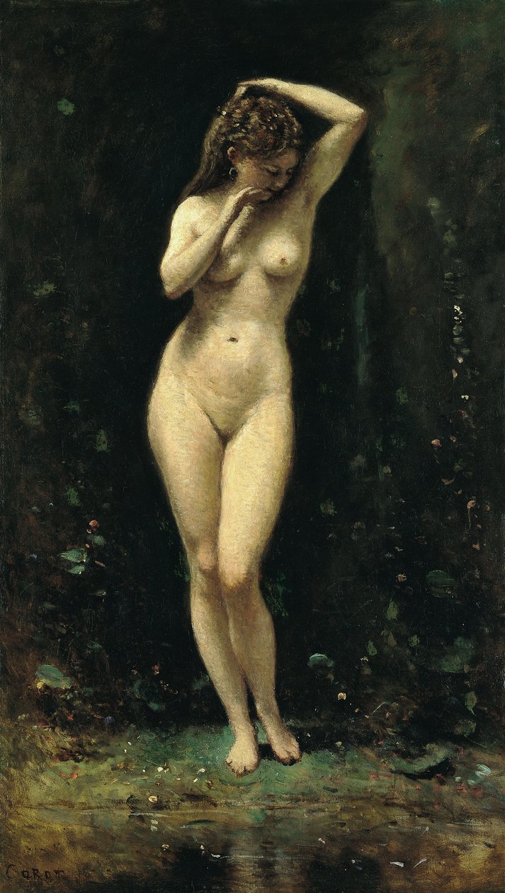 Francouzština:  Koupající se Diana (Fontána) od Jean Baptiste Camille Corot