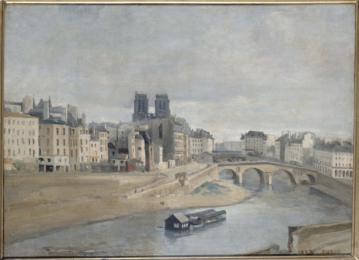 Francouzsky: Le Quai des Orfèvres et le Pont Saint Michel Quai des Orfèvres et pont Saint-Michel Jean-Baptiste Corot od Jean Baptiste Camille Corot