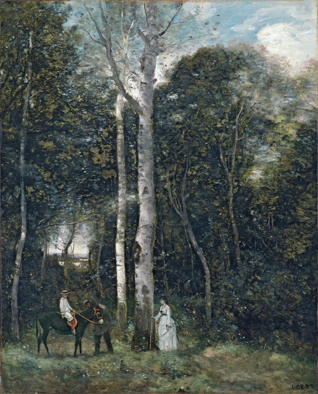 Francouzsky: Le départ pour la promenade des lions, à Port-Marly Lví park v Port-Marly od Jean Baptiste Camille Corot
