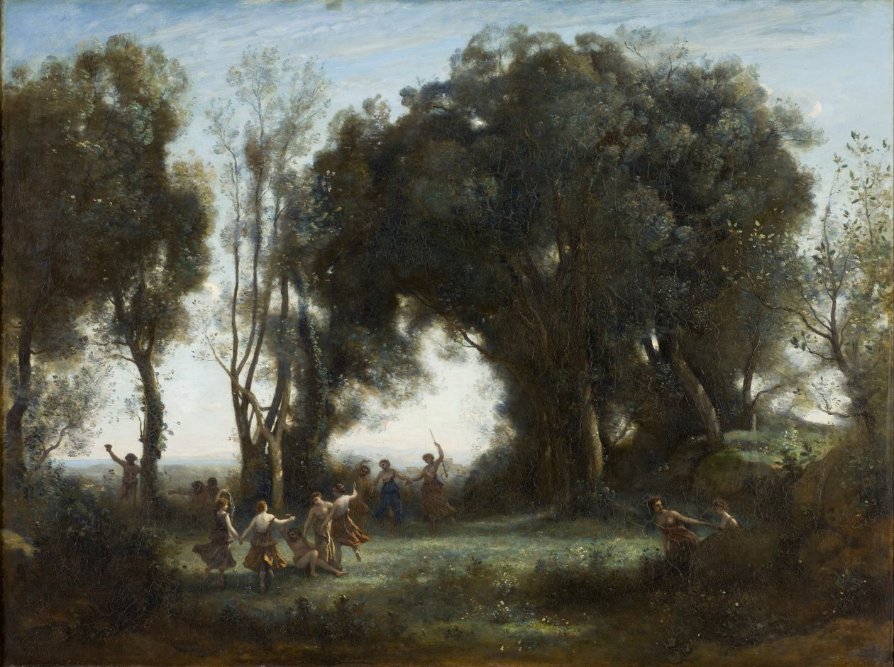 Francouzština:  Ráno. Tanec nymf od Jean Baptiste Camille Corot