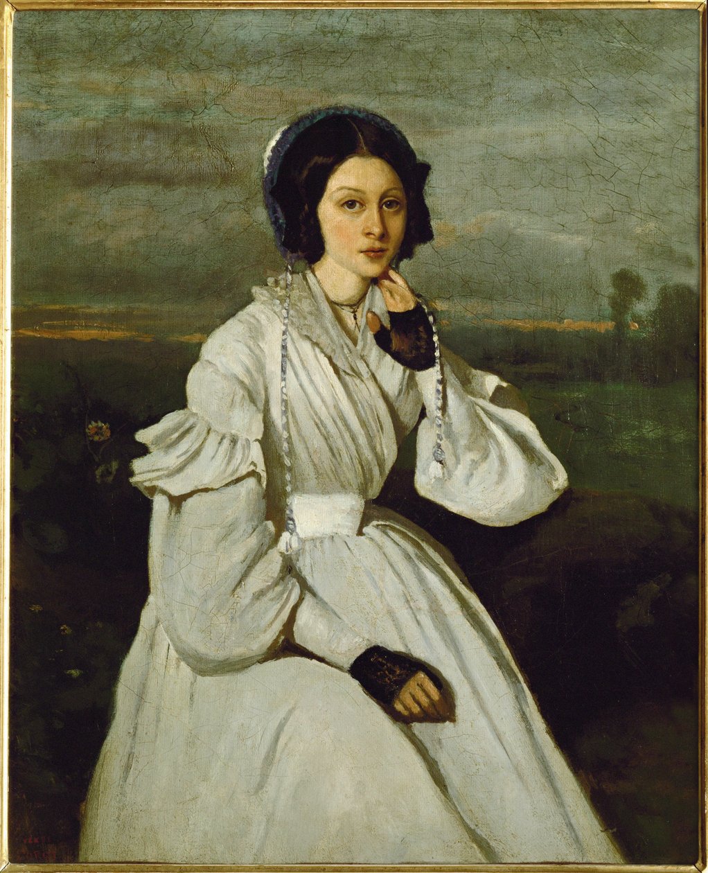 Dívka v bílých šatech v krajině... od Jean Baptiste Camille Corot