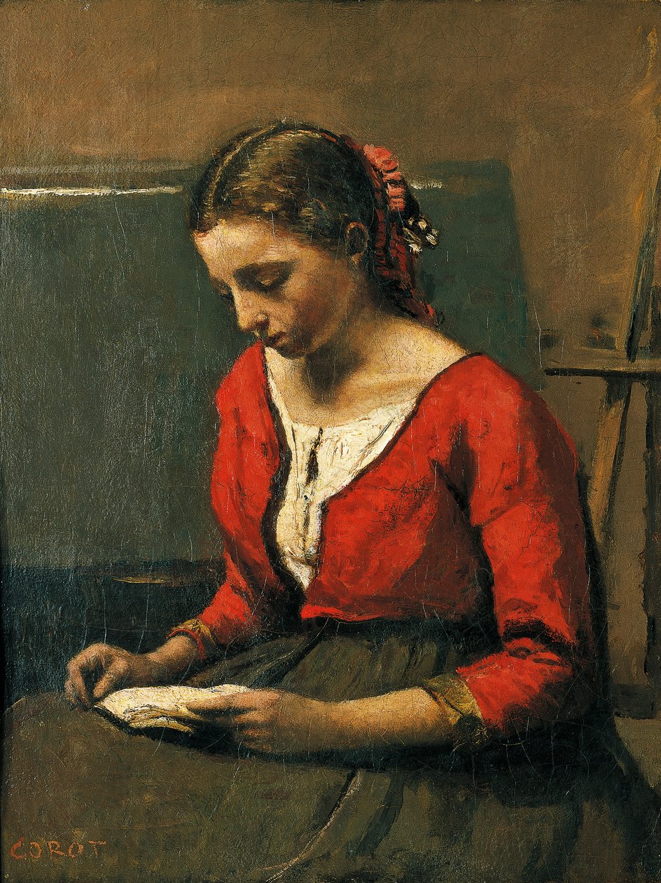 Dívčí čtení, Jean-Baptiste-Camille Corot (1796-1875) od Jean Baptiste Camille Corot