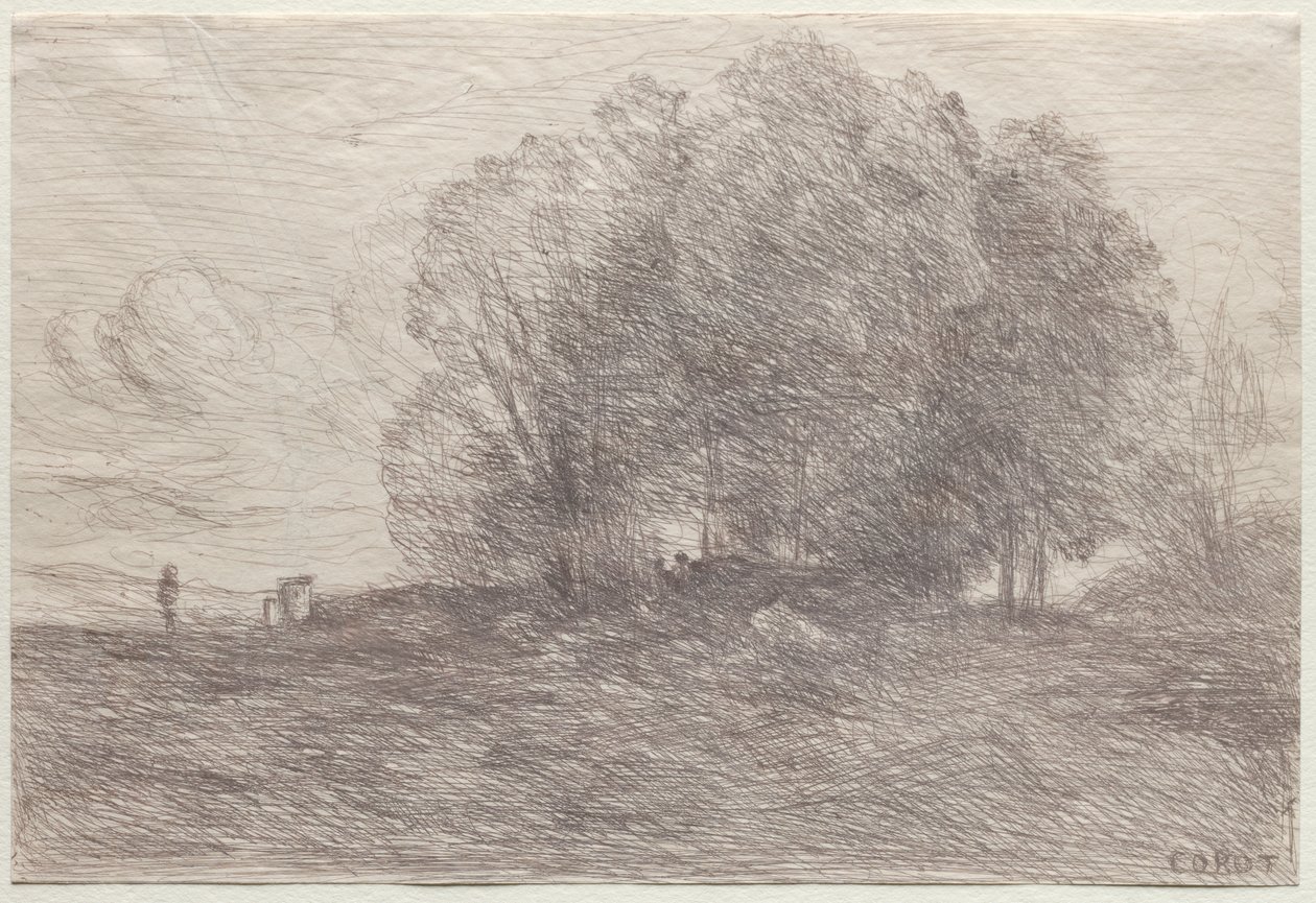 Skupina stromů od Jean Baptiste Camille Corot