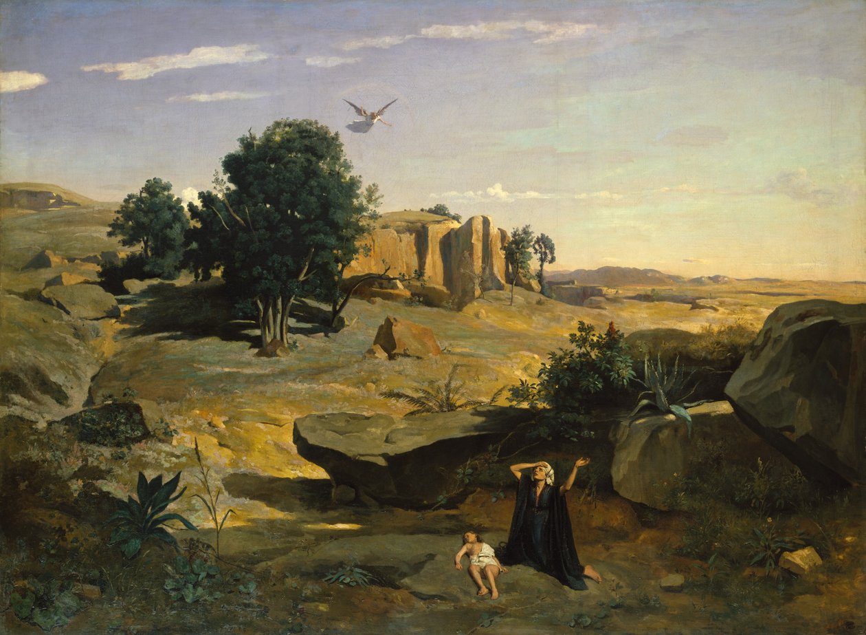 Hagar v divočině, 1835. od Jean Baptiste Camille Corot