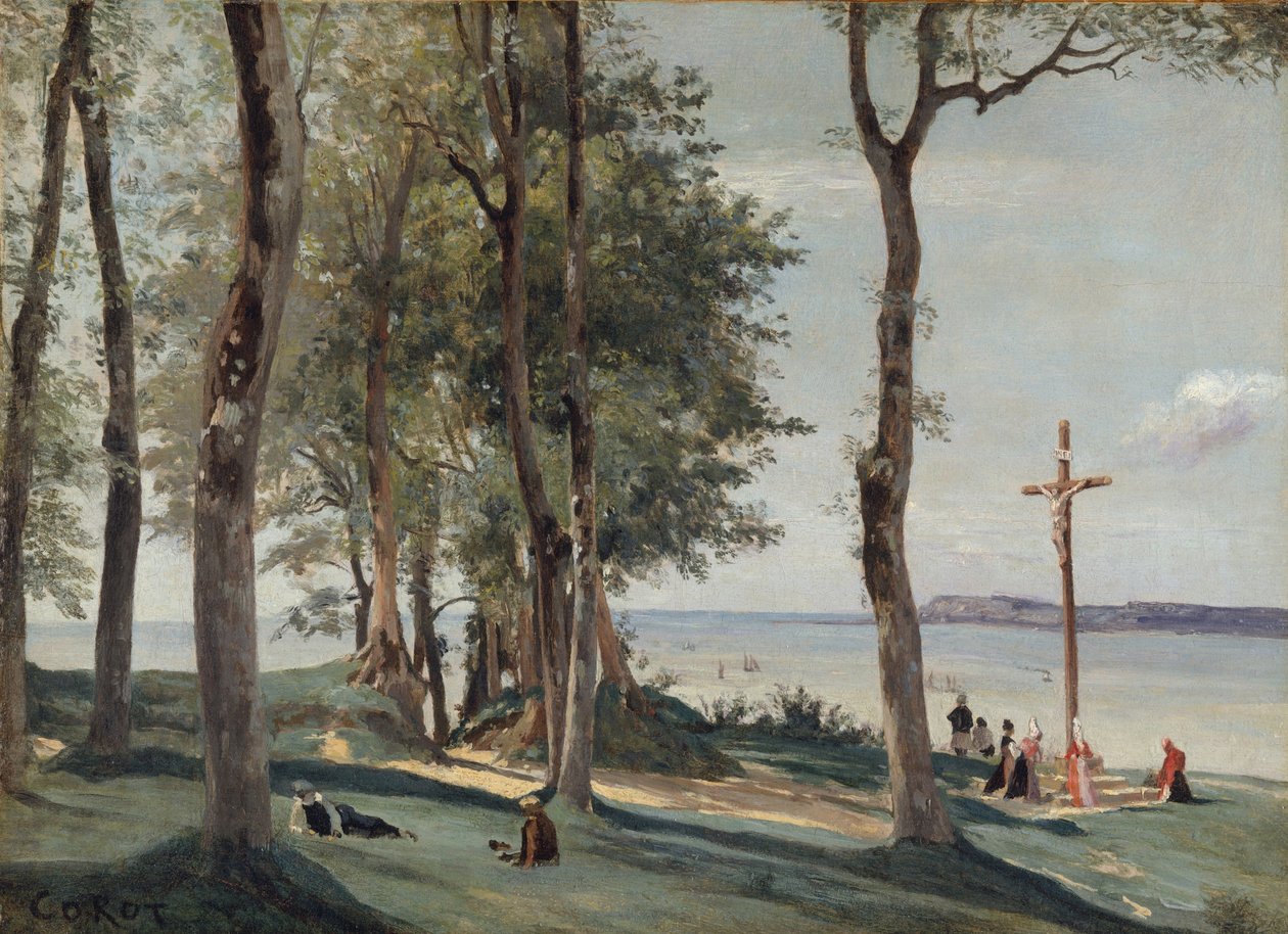 Honfleur: Kalvárie, kolem roku 1830 od Jean Baptiste Camille Corot