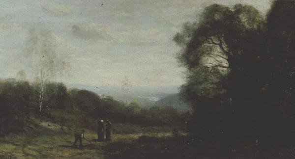 V kopcích nad Ville DAVray od Jean Baptiste Camille Corot