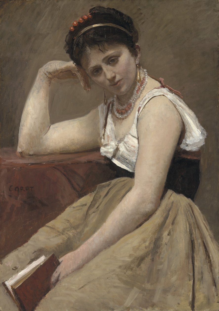 Přerušené čtení, kolem roku 1870 od Jean Baptiste Camille Corot