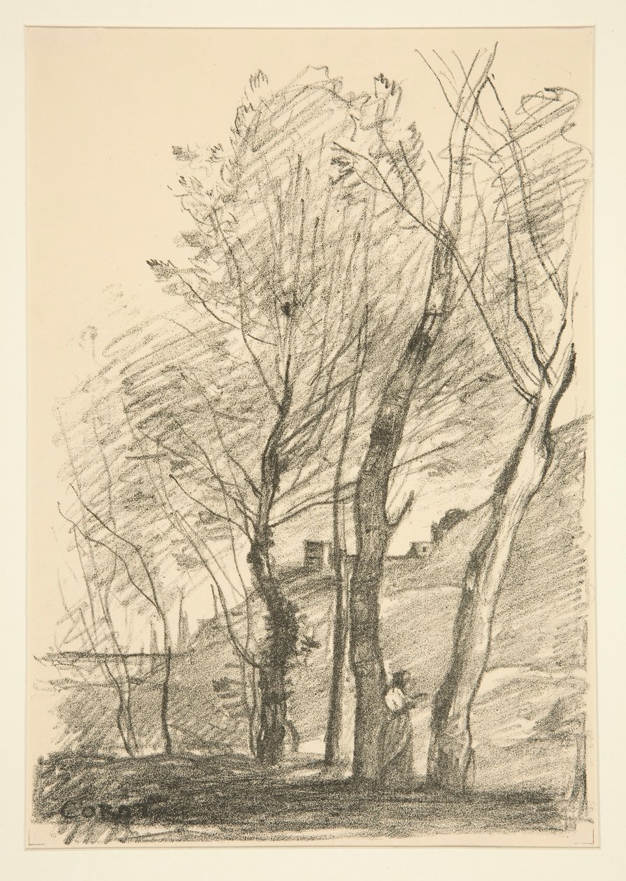 La Lecture sous les arbres (Čtení pod stromy) od Jean Baptiste Camille Corot