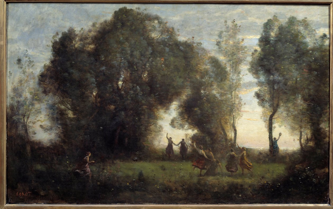 Obraz Tanec nymf od Camille Corot (1796-1875) 1860 Sun. 0,47x0,77 m Paříž, muzeum Orsay od Jean Baptiste Camille Corot