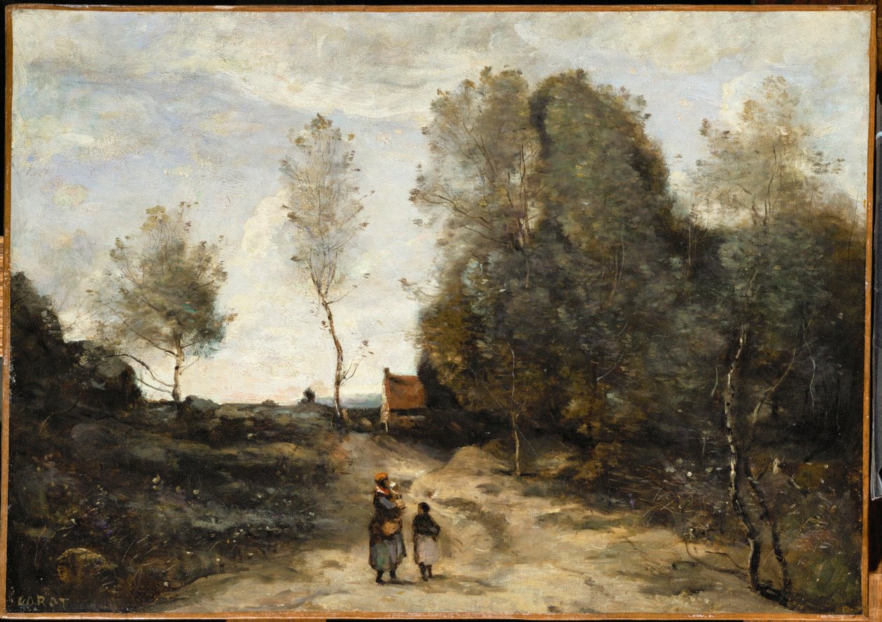 La route, Cesta (malba na plátně) od Jean Baptiste Camille Corot