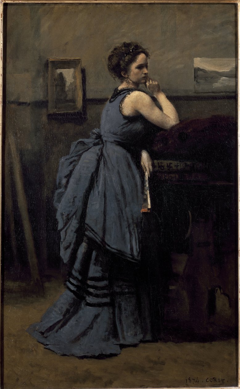 Dáma v modrém (olej na plátně od Jean Baptiste Camille Corot