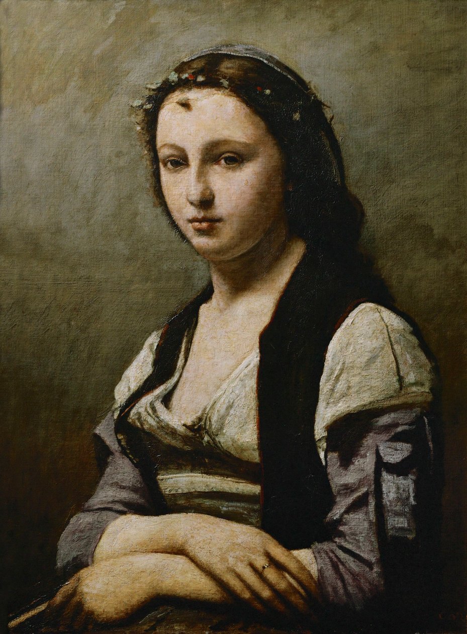 Dáma s perlou ... od Jean Baptiste Camille Corot