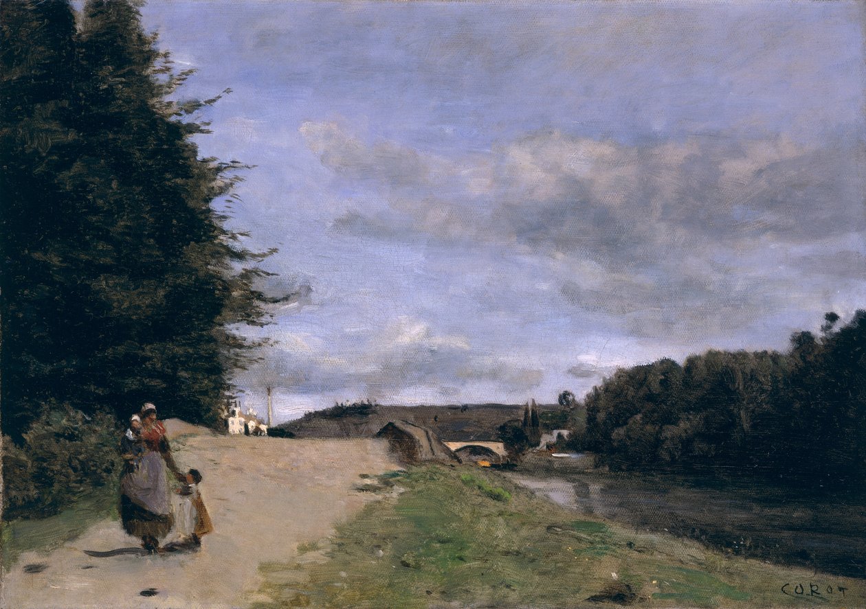 Krajina s matkou a dětmi od Jean Baptiste Camille Corot