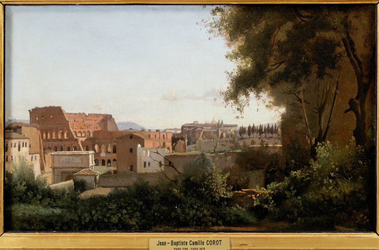 Le Colisee vu des jardins Farnese - Koloseum z pohledu z Farneských zahrad ... od Jean Baptiste Camille Corot