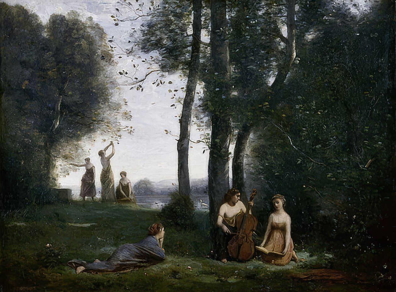 Le Concert Champêtre (venkovský koncert). Kolem 1857-58 od Jean Baptiste Camille Corot