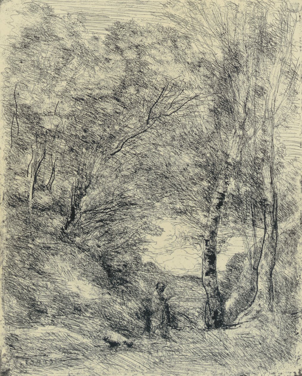 Horácova zahrada od Jean Baptiste Camille Corot