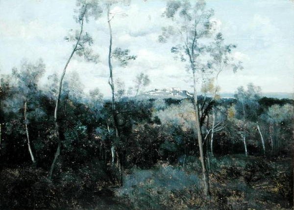Le Mont Valerian (olej na desce) od Jean Baptiste Camille Corot