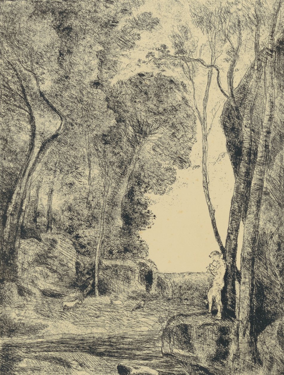 Malý pastýř, 1. panel od Jean Baptiste Camille Corot