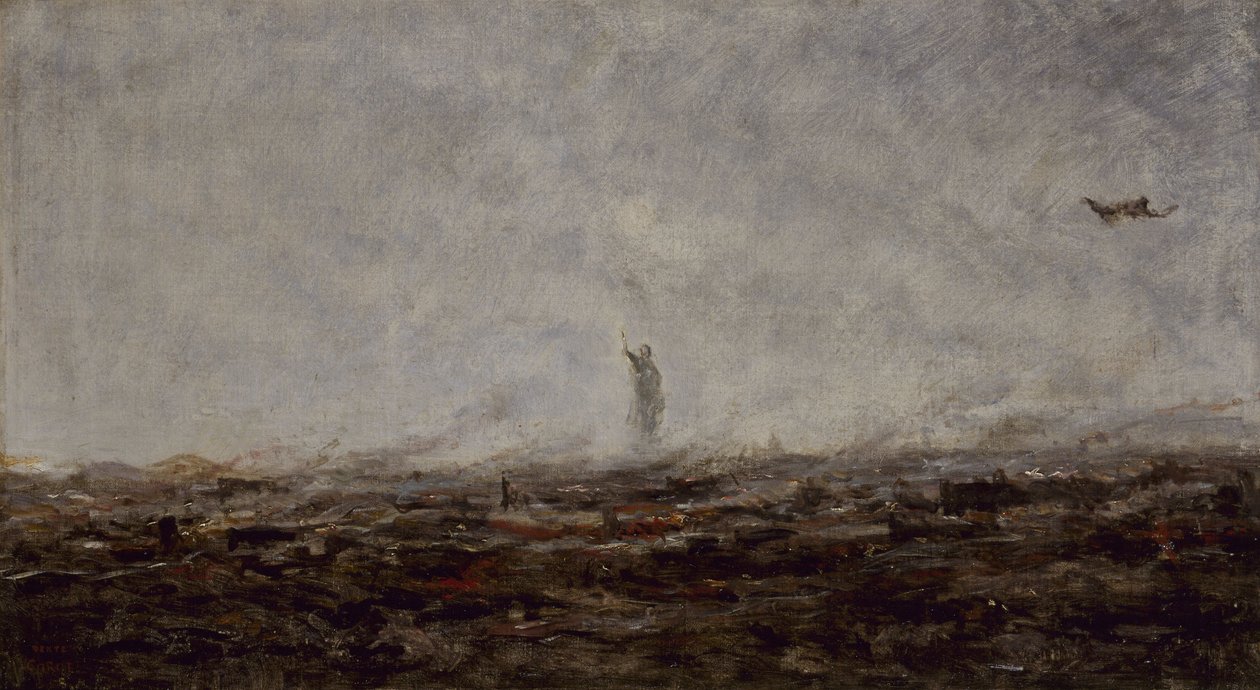 Le Rêve: Hořící Paříž, září 1870, v roce 1870 (olej na plátně) od Jean Baptiste Camille Corot