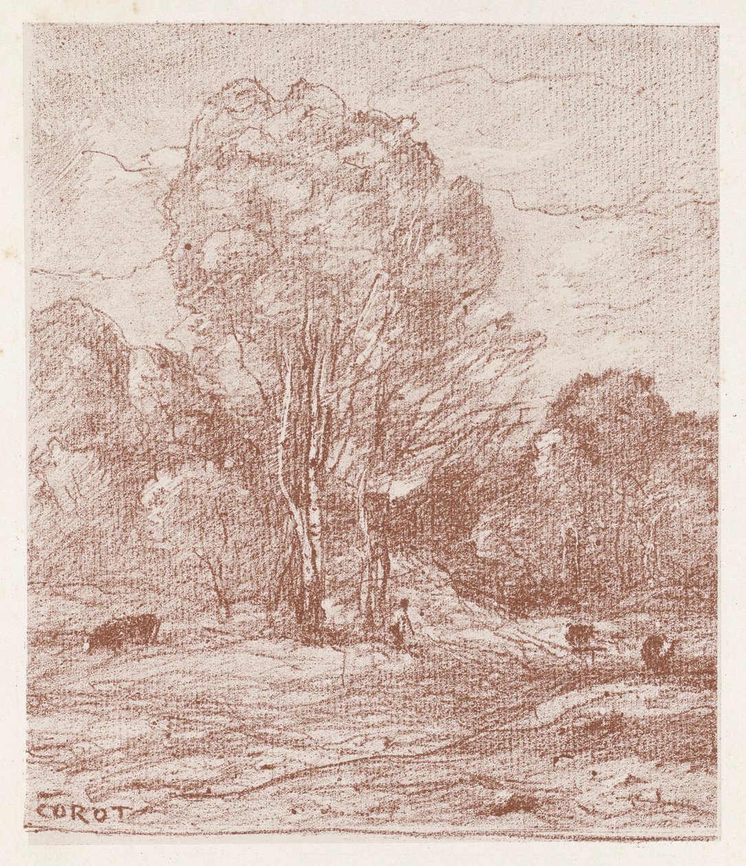 Pastviny pro krávy od Jean Baptiste Camille Corot