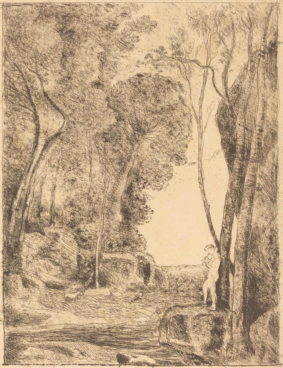 Malý ovčák, 1. talíř (Le Petit Berger) od Jean Baptiste Camille Corot