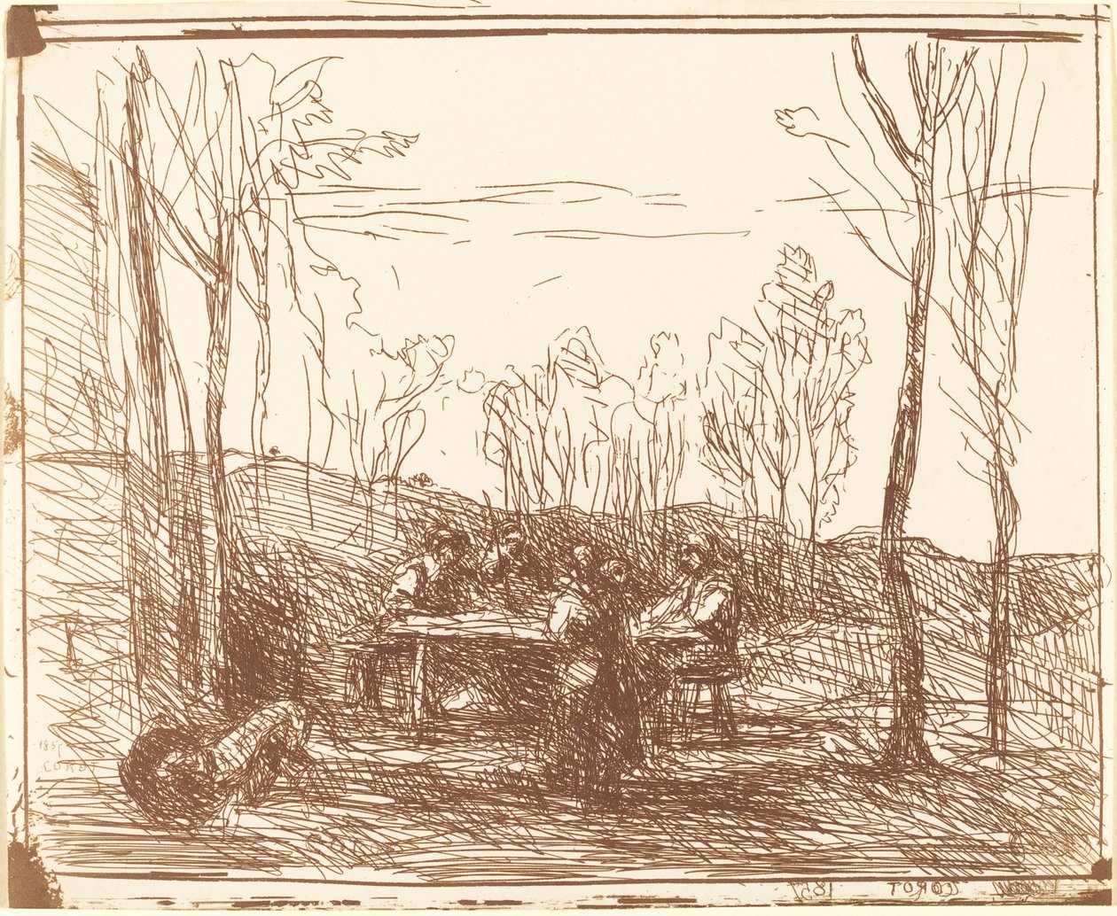 Oběd na mýtině Oběd na mýtině, 1857. od Jean Baptiste Camille Corot