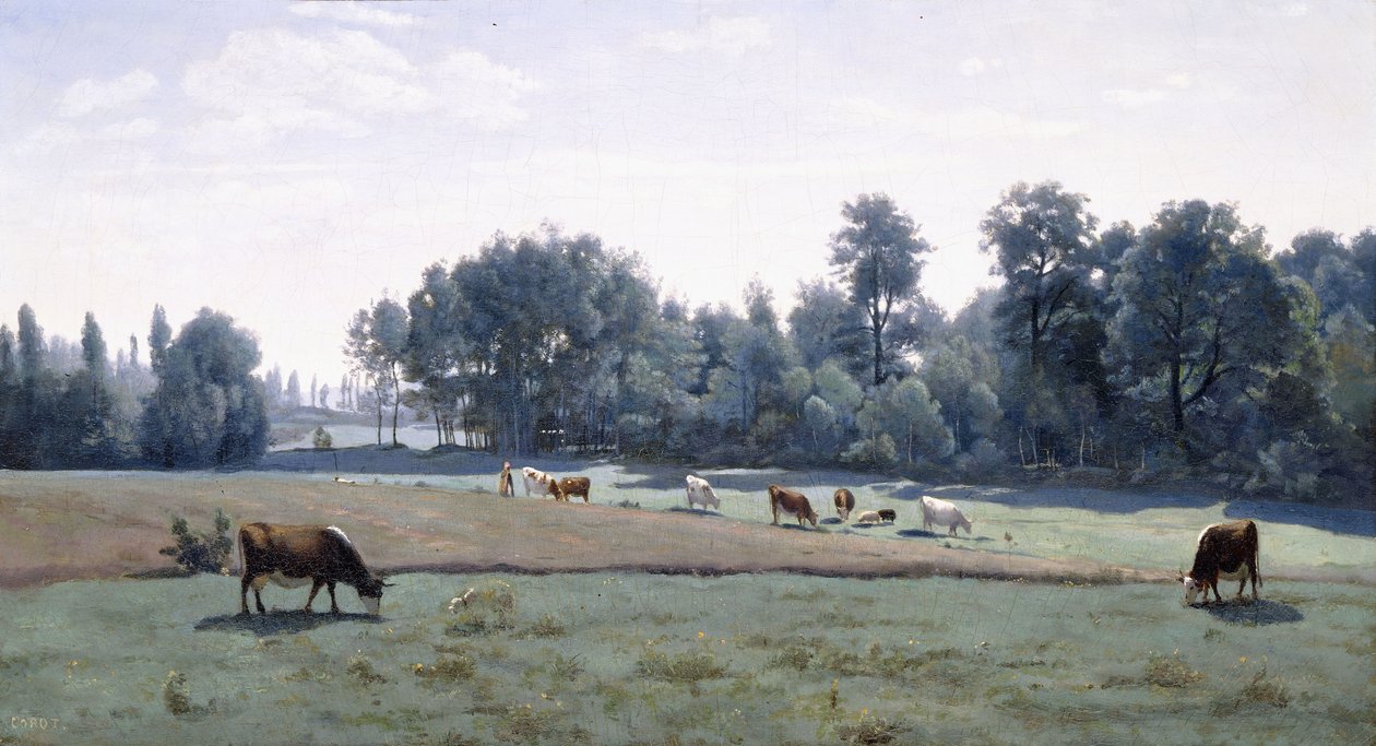 Marcoussis - Pasení krav, 1845-50 od Jean Baptiste Camille Corot