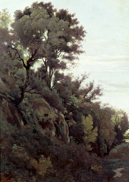 Marino - Stromy a skály od Jean Baptiste Camille Corot