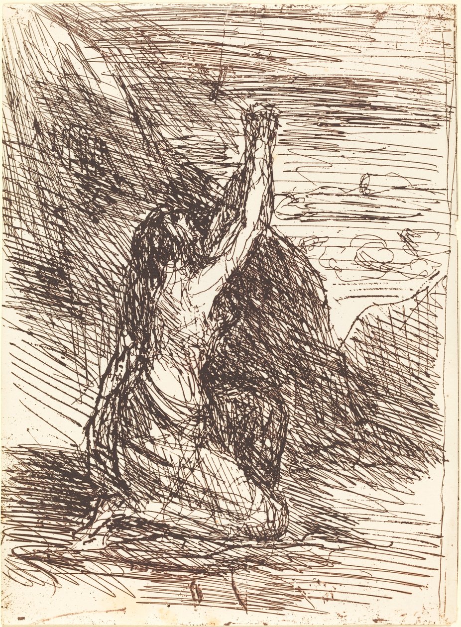 Marie Magdalena klečící Madeleine a genoux, 1858. od Jean Baptiste Camille Corot
