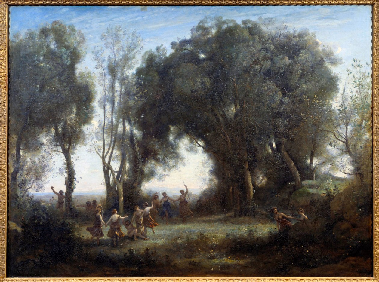 Matiné, nymfy tančí. Obraz Camille Corot (1796-1875) od Jean Baptiste Camille Corot