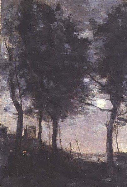 Měsíční svit u moře od Jean Baptiste Camille Corot