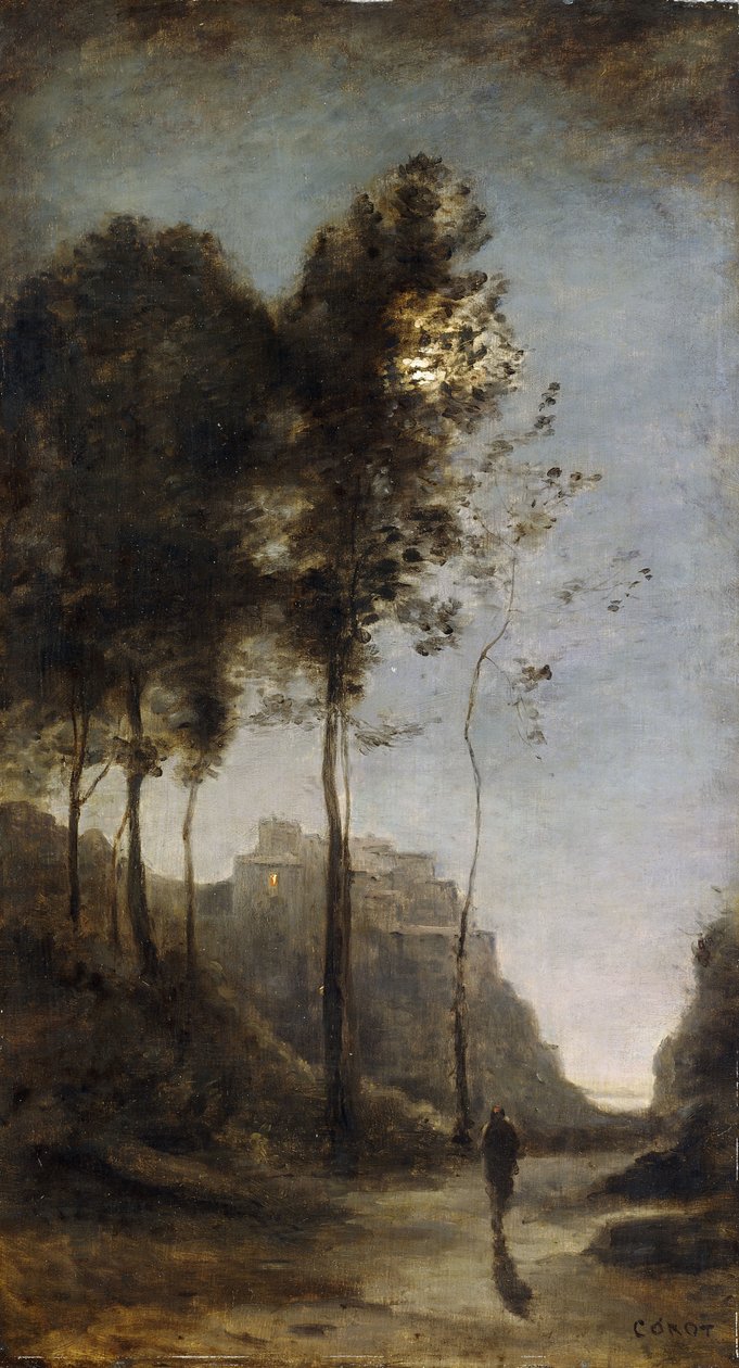 Měsíční svit na okraji zálivu, cca 1855-60 od Jean-Baptiste-Camille Corot
