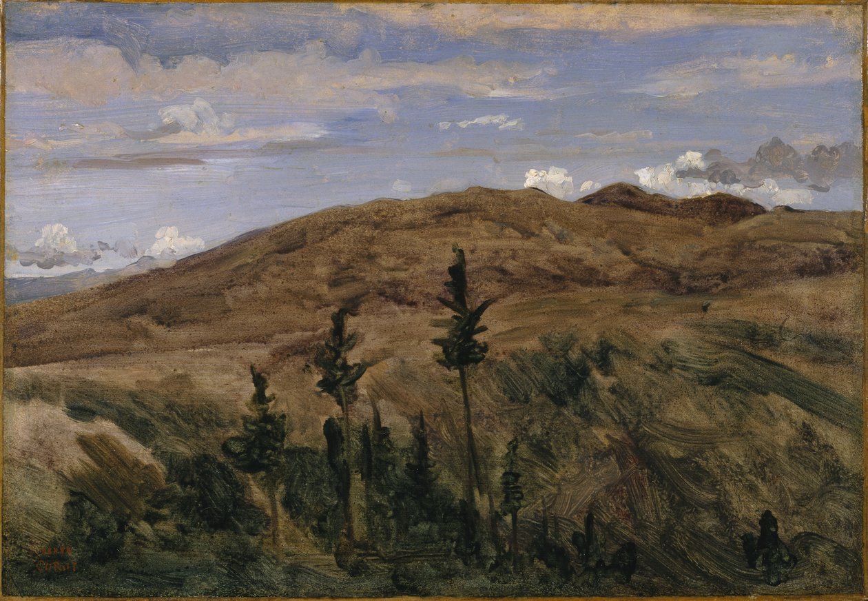 Hory v Auvergne, 1841-42 (olej na papíře na plátně) od Jean Baptiste Camille Corot