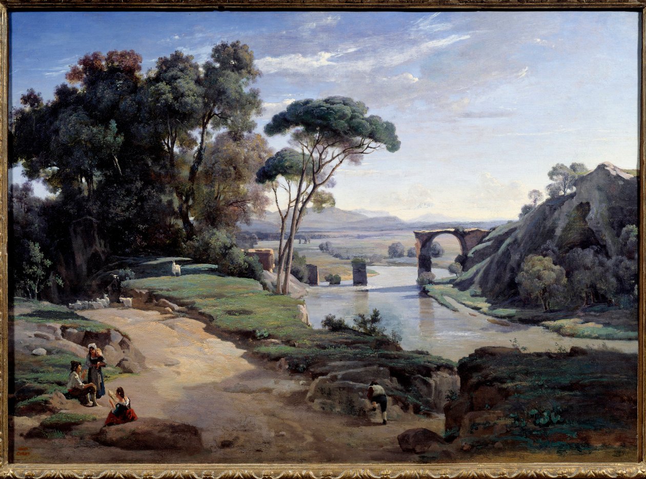 Most Narni poblíž Říma. Obraz Camille Corot (1796-1875) od Jean Baptiste Camille Corot