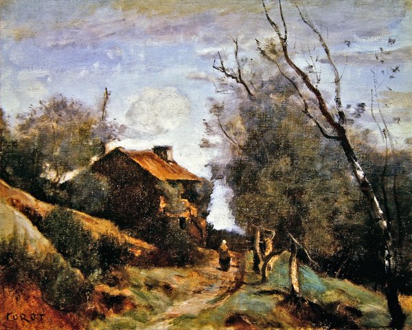 Cesta k domu na venkově (olej na plátně) od Jean Baptiste Camille Corot