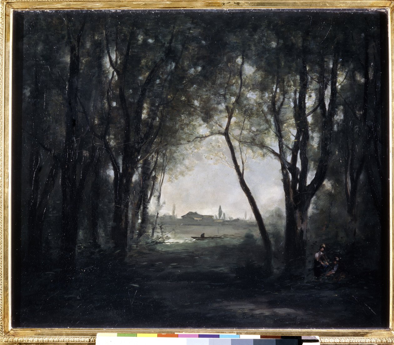 ""Paysage au lac"" (Krajina s jezerem) Obraz Camille Corot (1796-1875) 1865-1873 Rozměr 53x65,5 cm Muzeum Ermitáž, Petrohrad (Saint-Petersburg) od Jean Baptiste Camille Corot