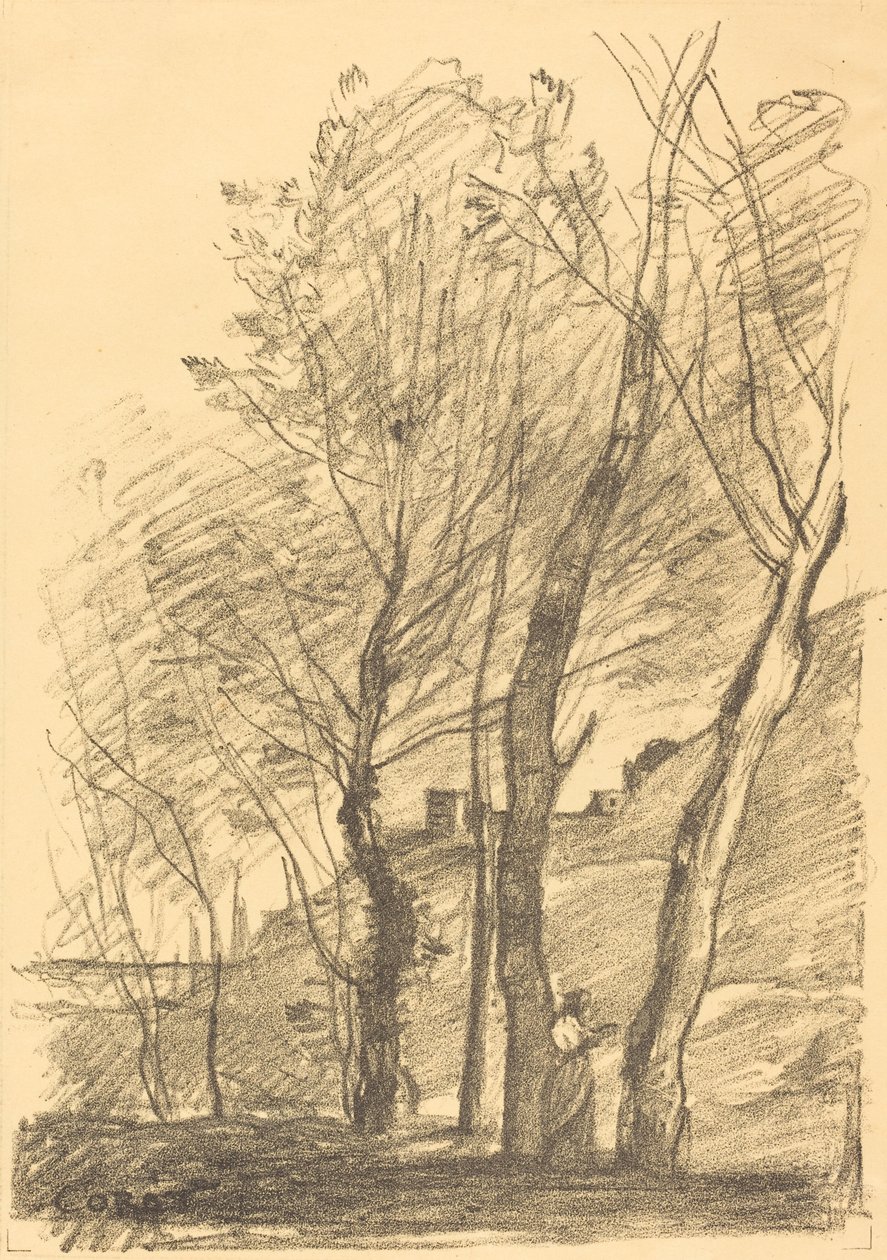 Čtení pod stromy (La Lecture sous les arbres) od Jean Baptiste Camille Corot