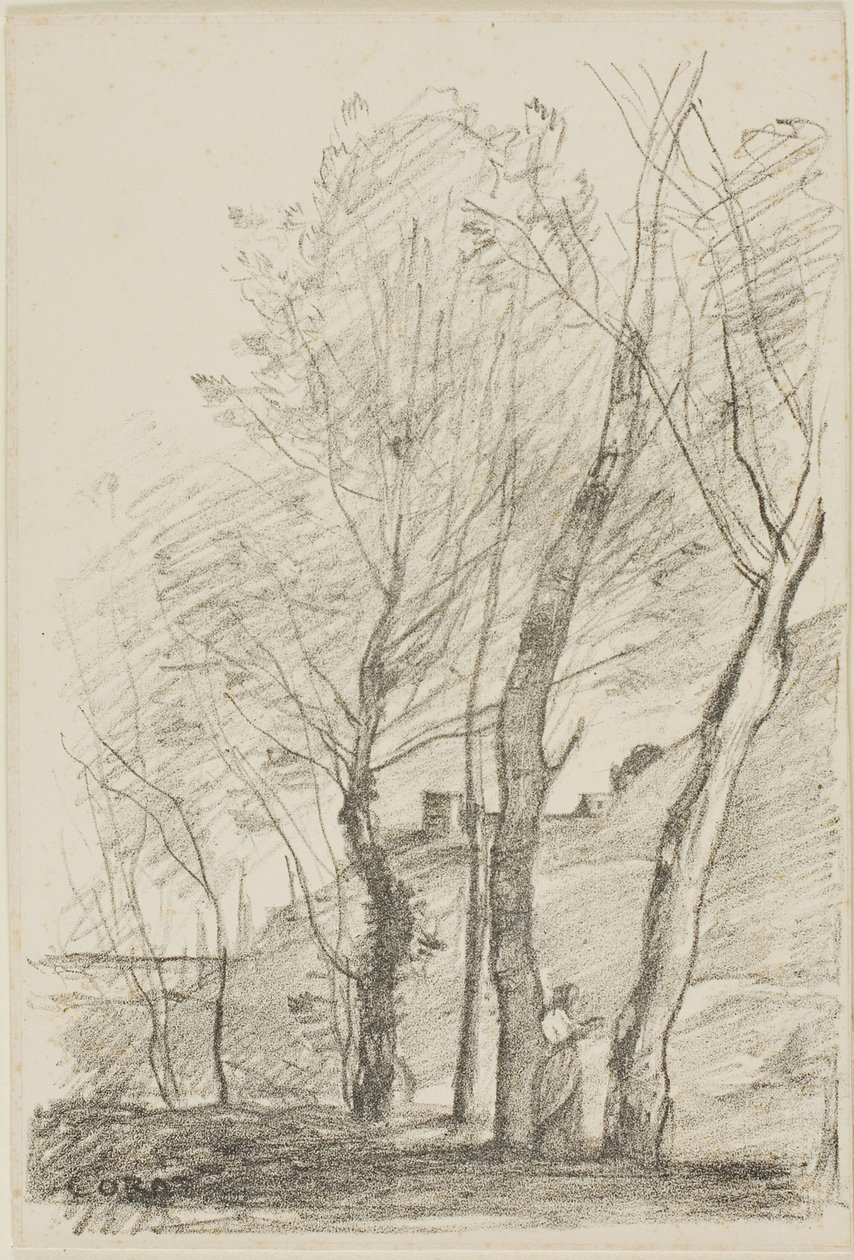 Čtení pod stromy od Jean Baptiste Camille Corot