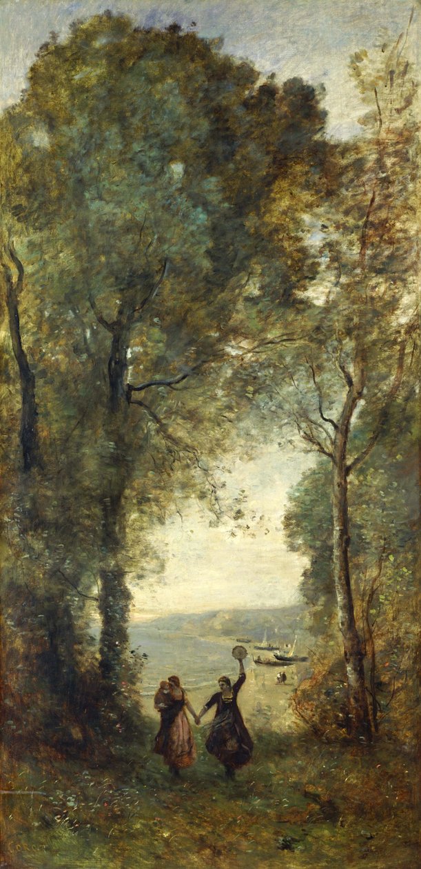Vzpomínka na neapolskou pláž od Jean Baptiste Camille Corot