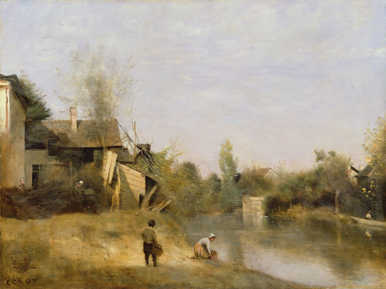 Břeh řeky v Mery sur Seine, Aube, kolem roku 1870 od Jean Baptiste Camille Corot