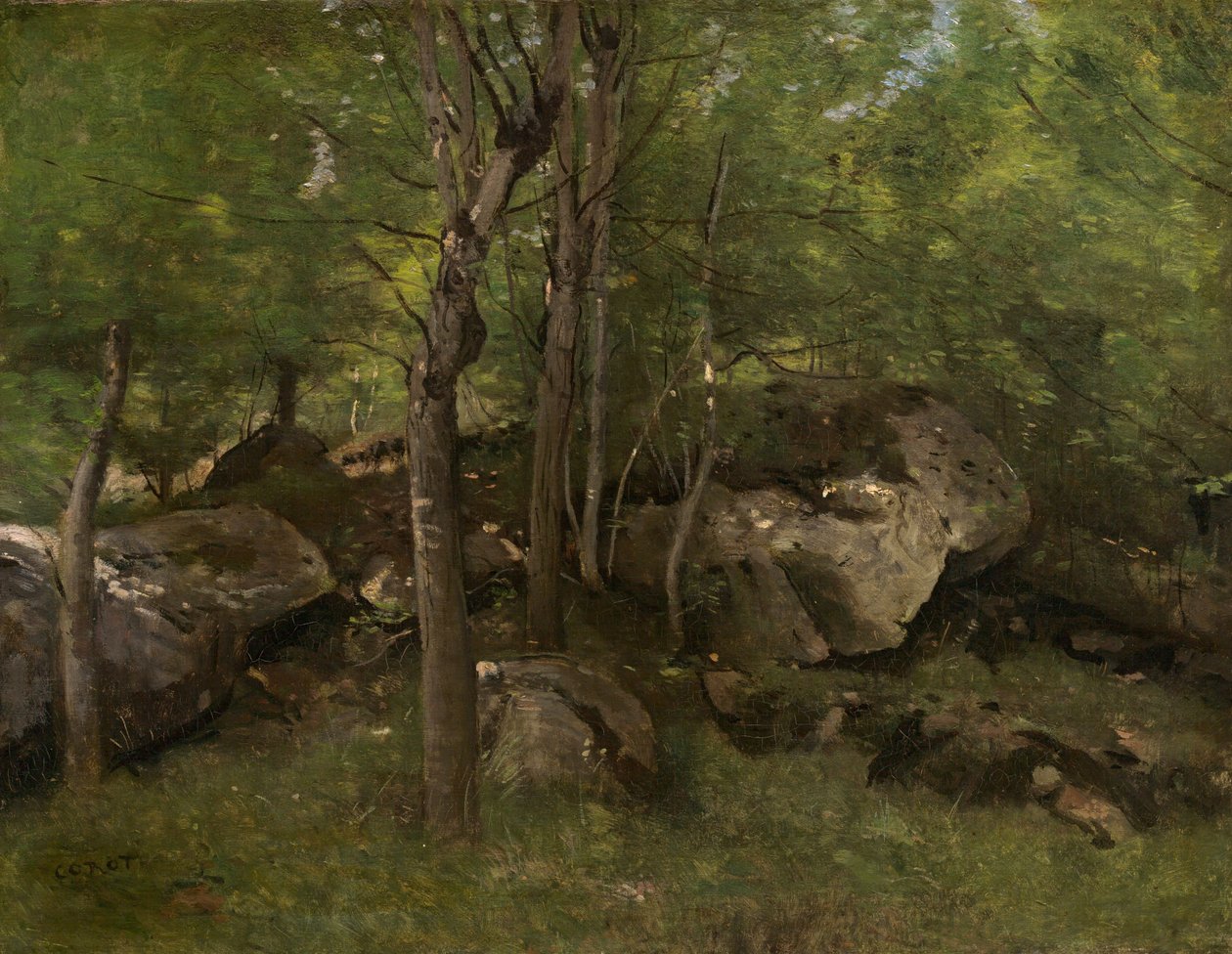 Skály v lese Fontainebleau, 18601865. od Jean Baptiste Camille Corot