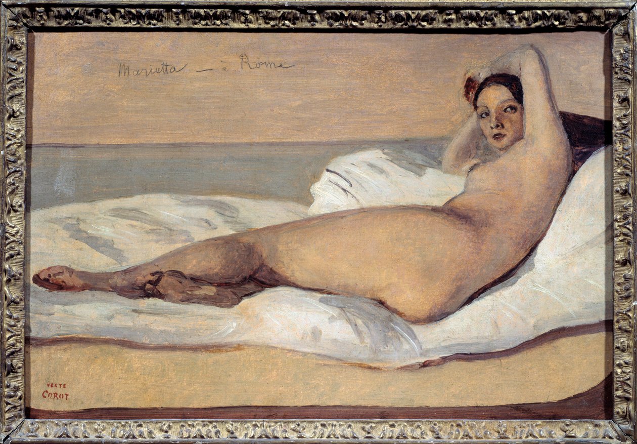 Římská odaliska: Marietta. Obraz Camille Corot (1796-1875) od Jean Baptiste Camille Corot