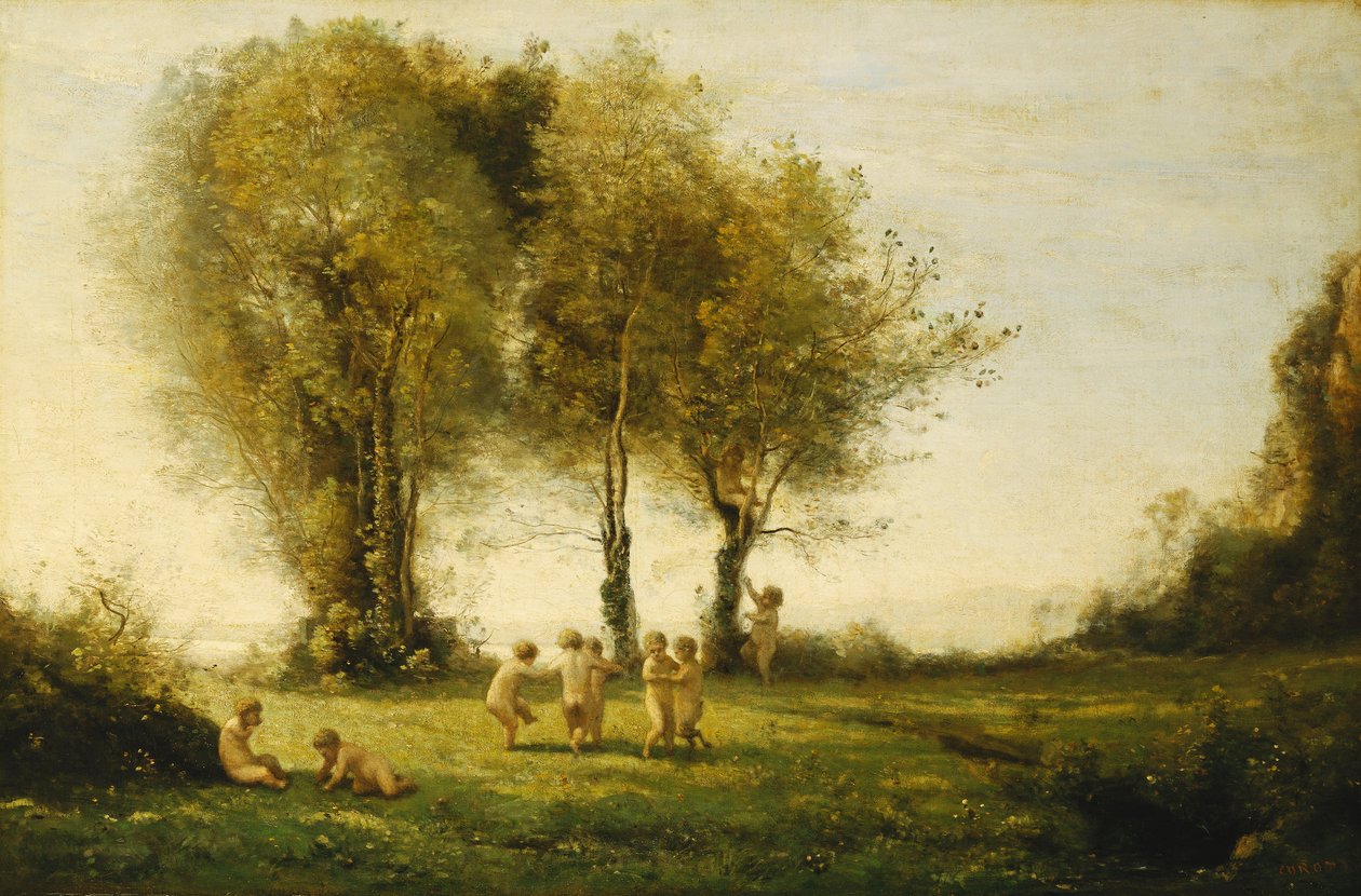 Kolo lásky; Svítání; Kolo Amorů; Východ slunce, cca 1854-55 od Jean Baptiste Camille Corot