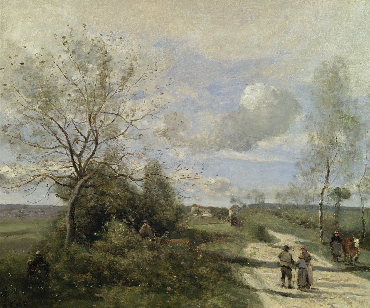 Saintry, poblíž Corbeil, bílá cesta od Jean Baptiste Camille Corot