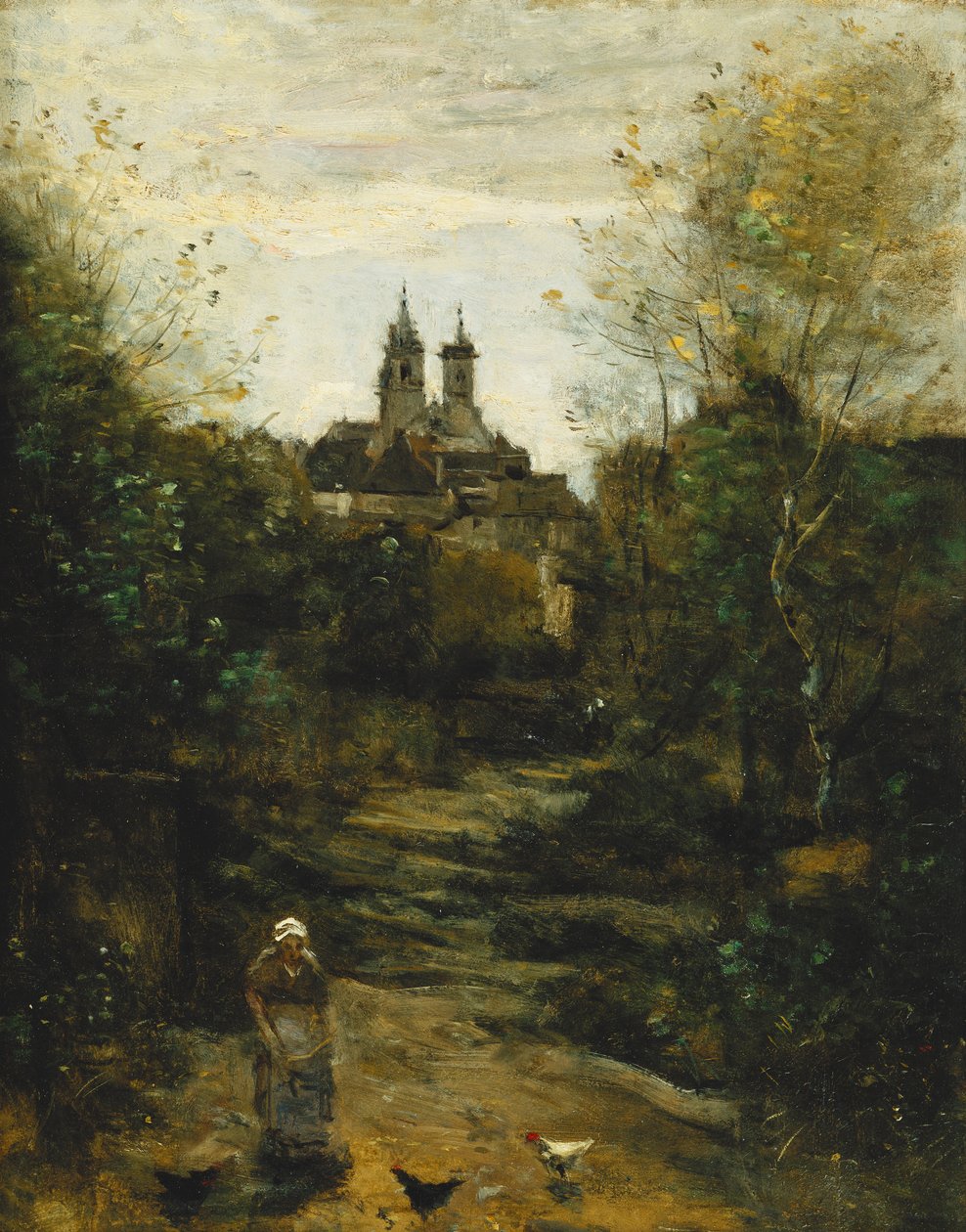 Semur, Cesta do kostela; Semur, Cesta ke církvi, cca 1855-1860 a 1872-1873 od Jean Baptiste Camille Corot