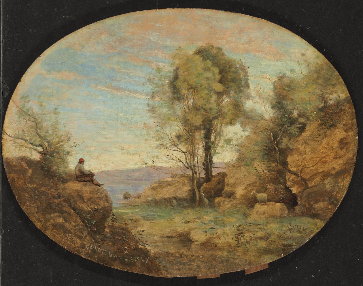 Shepherd Overlooking a Rocky Gorge, 1859 od Jean Baptiste Camille Corot