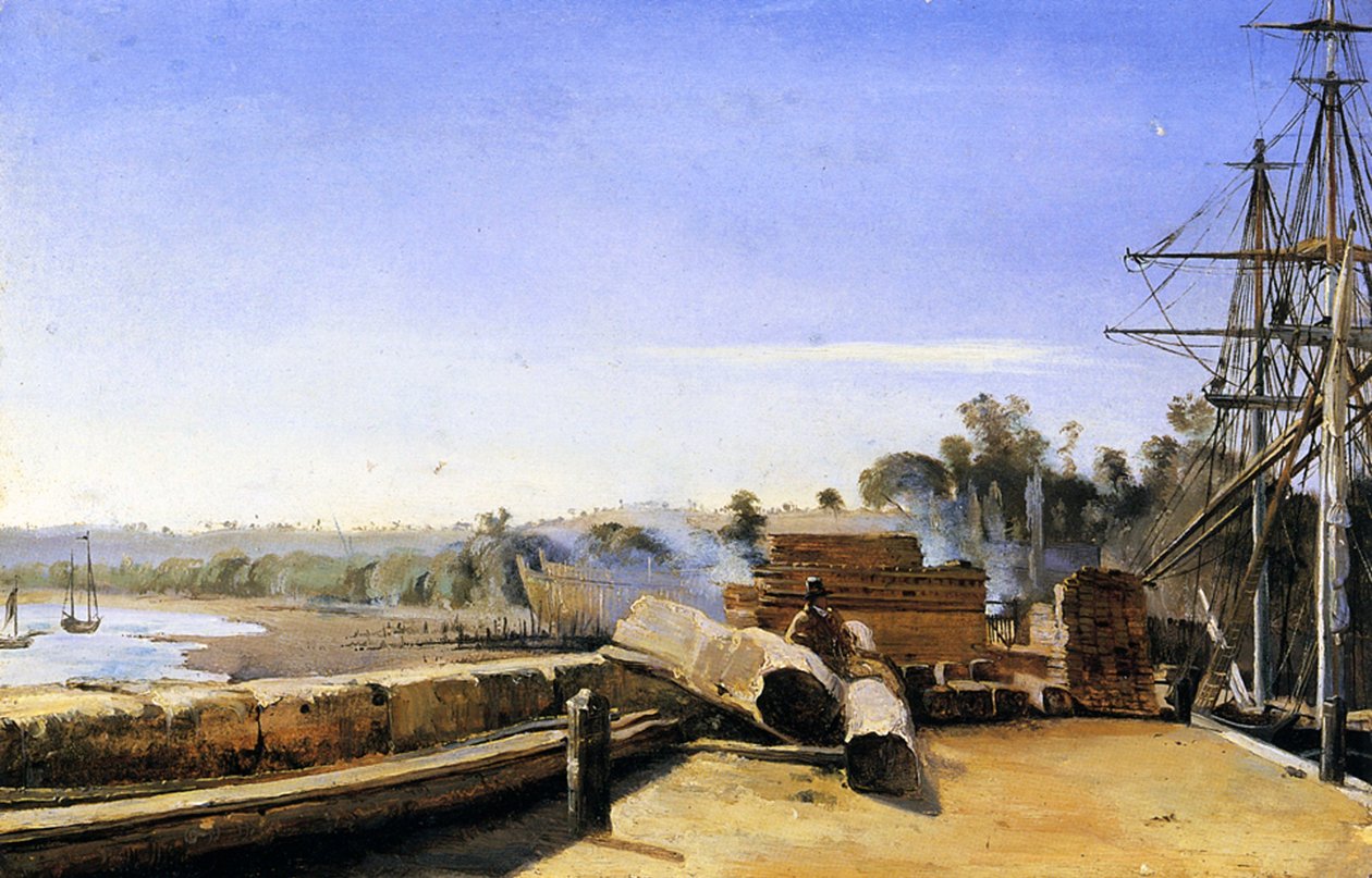 Loděnice v Honfleuru, kolem roku 1823 (olej na papíře) od Jean Baptiste Camille Corot