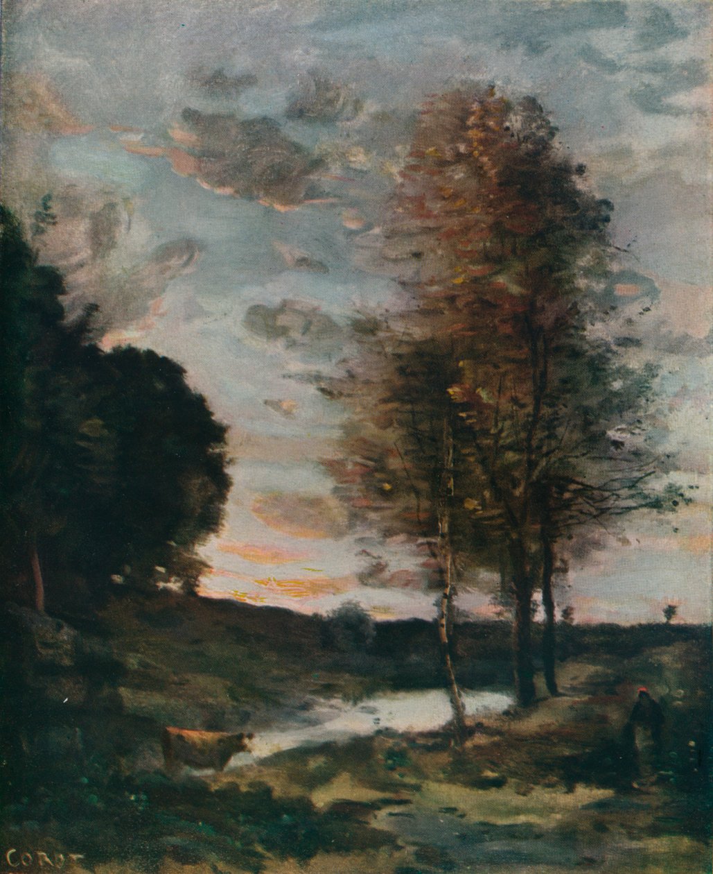 Zapadající slunce, c1910 od Jean Baptiste Camille Corot