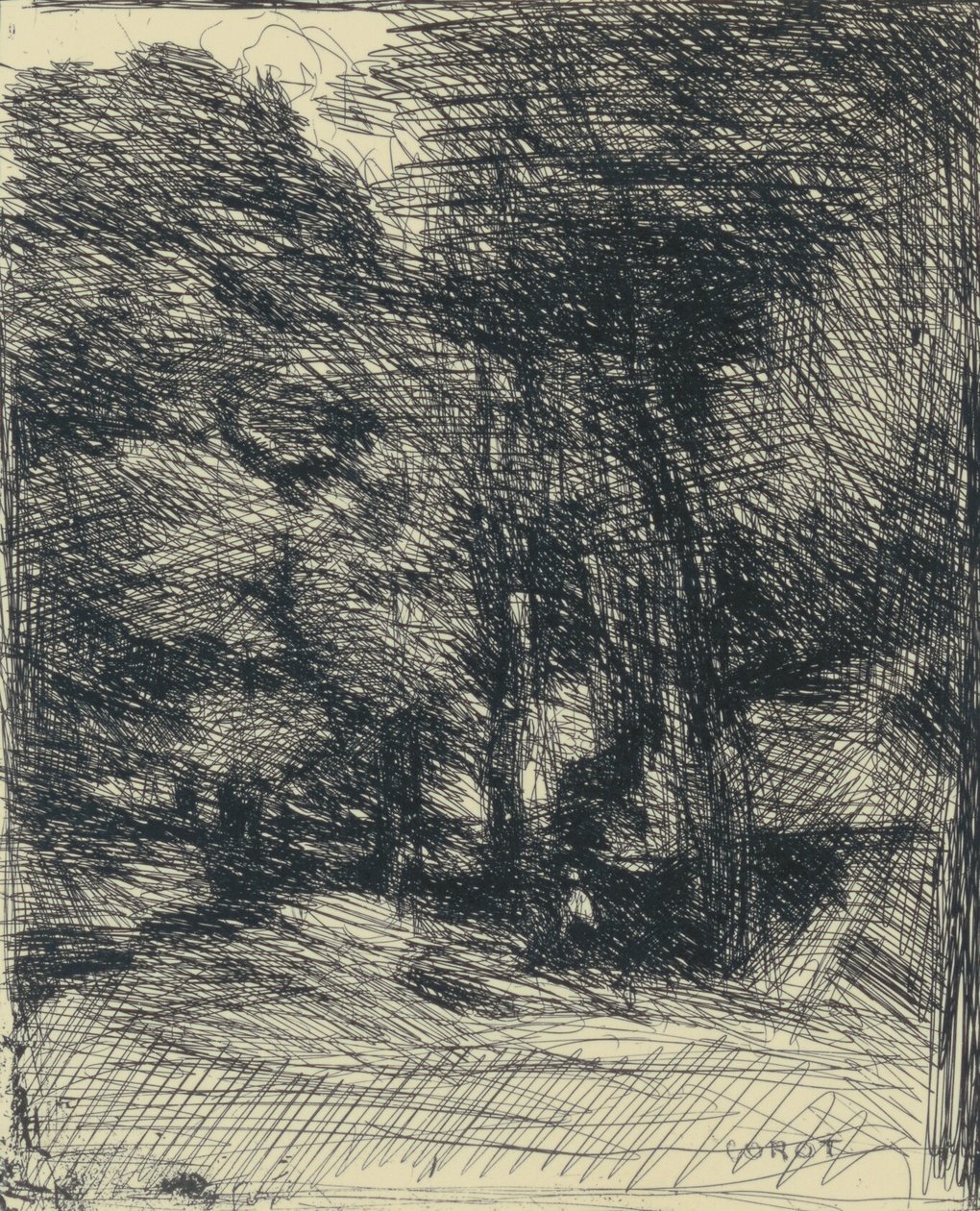 Vzpomínka na Bas-Bréau od Jean Baptiste Camille Corot